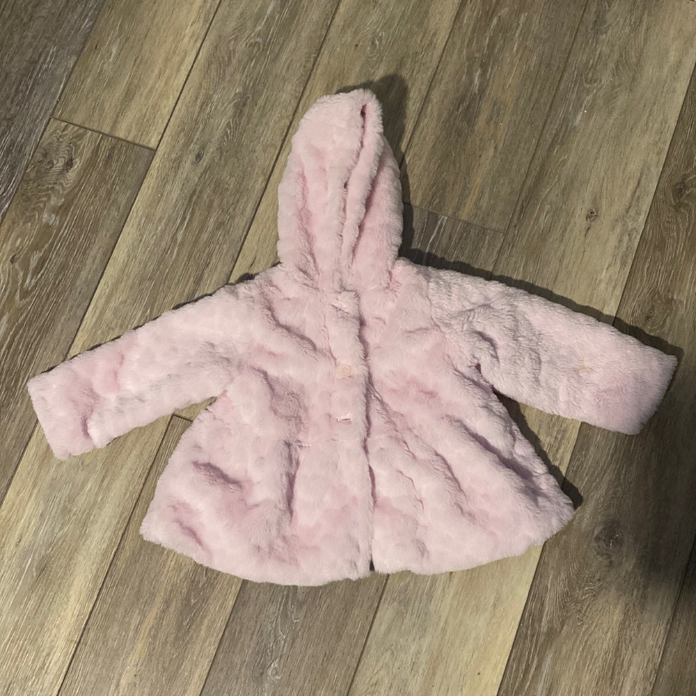 Hooded pink coat